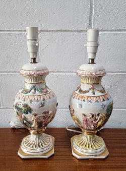 Pair of Hand Painted Capodimonte Vintage Table Lamps | Antique & Vintage | Moonee Ponds Antiques | Australia Wide Delivery