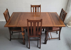 Fabulous Small Oak Extension Table & Four Dinning Chairs | Antique & Vintage | Moonee Ponds Antiques | Australia Wide Delivery