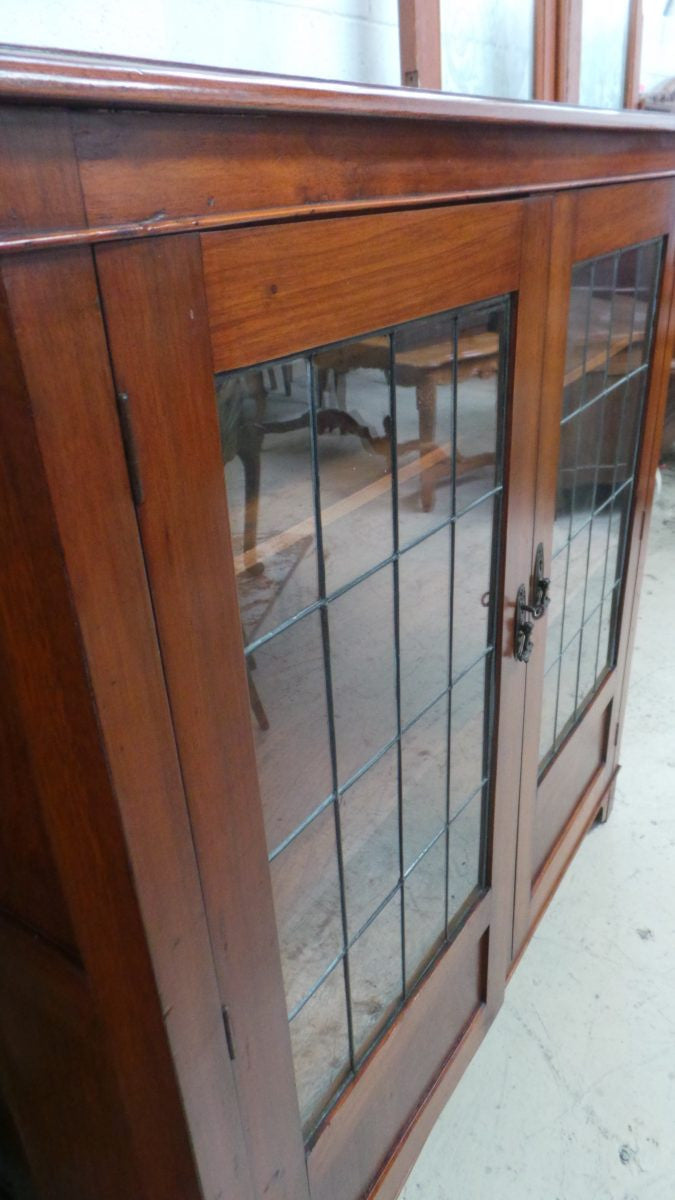 Australian Black wood Leadlight Cabinet | Antique & Vintage | Moonee Ponds Antiques | Australia Wide Delivery