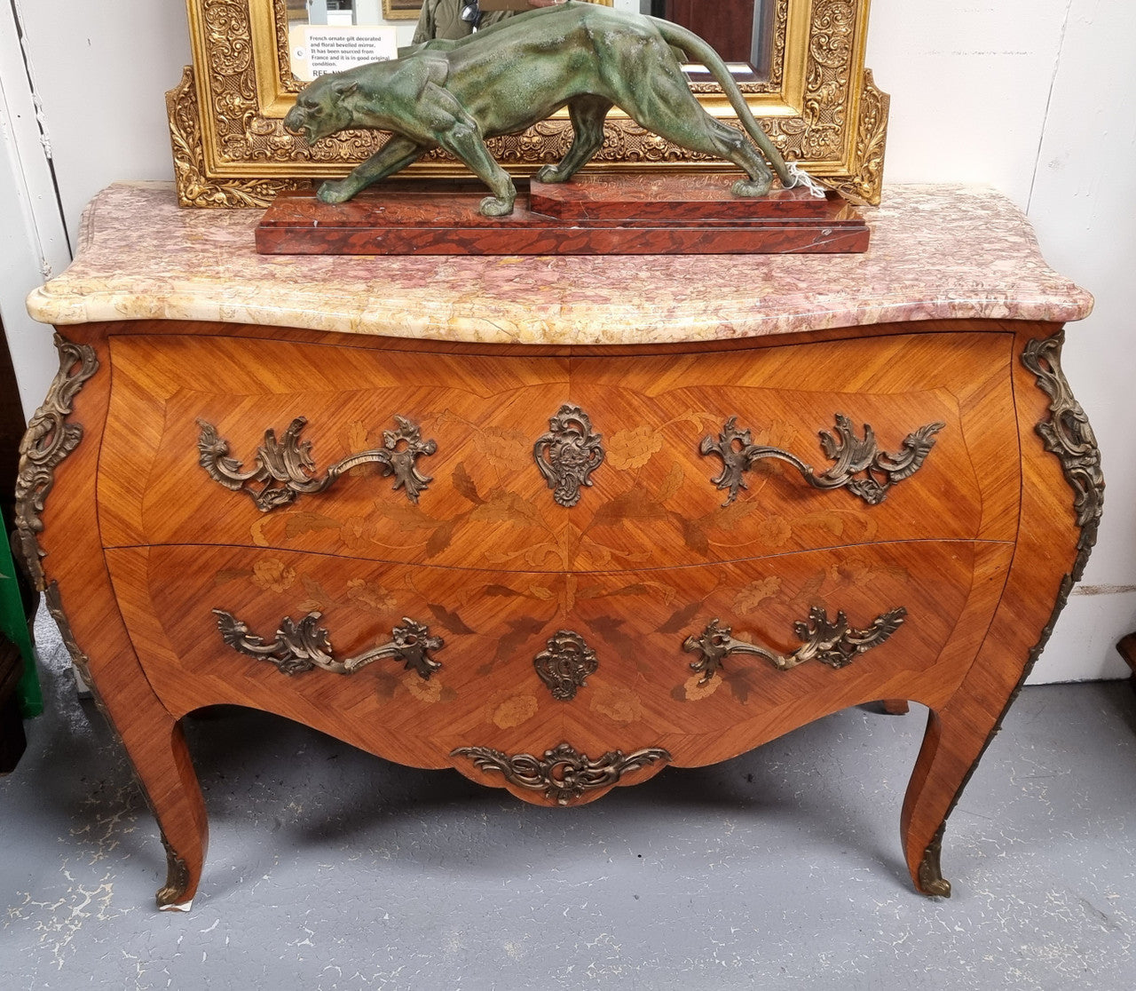 Attractive French Louis XV Style Walnut Two Drawer Marquetry Inlaid Commode | Antique & Vintage | Moonee Ponds Antiques | Australia Wide Delivery