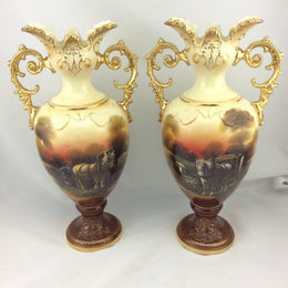 Pair Late Victorian English Vases