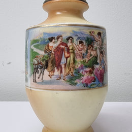 Antique silver top vase with interesting scenes. Please view photos as they form part of the description. In good original condition.