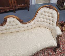 Upholstered Victorian Walnut Double Ended Chaise Lounge | Antique & Vintage | Moonee Ponds Antiques | Australia Wide Delivery