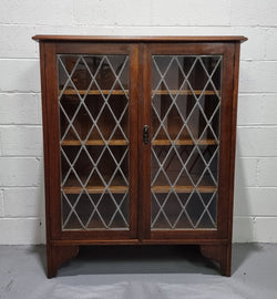 Leadlight Oak Bookcase - Display Cabinet | Antique & Vintage | Moonee Ponds Antiques | Australia Wide Delivery