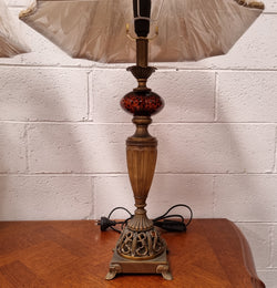 Beautiful Pair of Metal & Glass Lamp Bases with New Gold Shades | Antique & Vintage | Moonee Ponds Antiques | Australia Wide Delivery