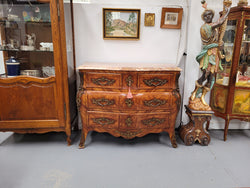 Beautiful French Louis XV Style Kingwood Inlaid Marble Top Commode | Antique & Vintage | Moonee Ponds Antiques | Australia Wide Delivery