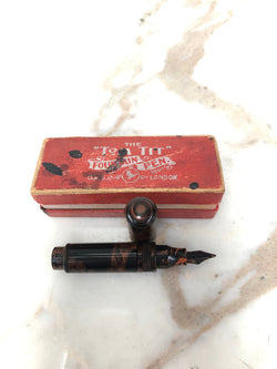 Very rare “Tom Tit” Fountain Pen Simulated Tortoiseshell Case Gold Nib | Antique & Vintage | Moonee Ponds Antiques | Australia Wide Delivery