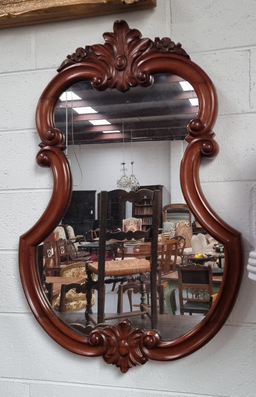 Antique Mahogany Rococo Style Wall Mirror