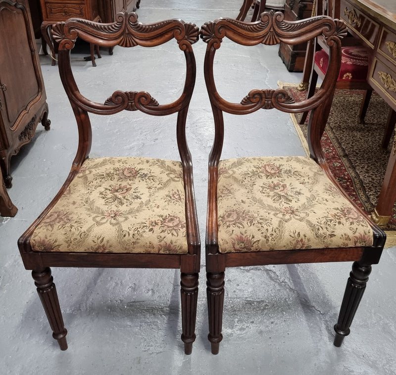 Stunning William IV carved Rosewood chairs from circa 1840's. Sourced locally they are in good original condition. Being sold individually for $450.00 each.