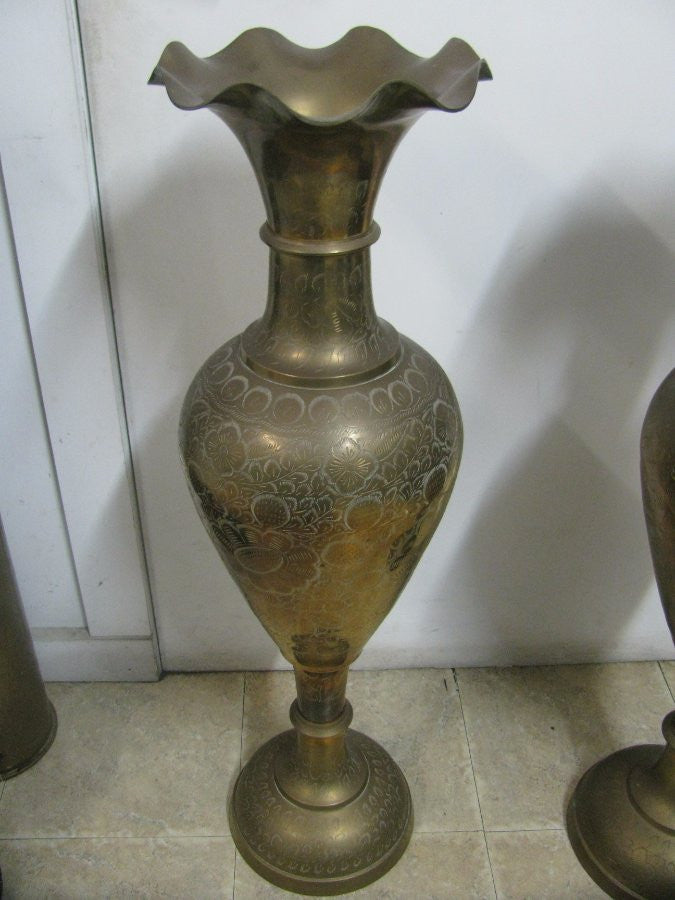 Pair Of Indian Brass Vases | Antique & Vintage | Moonee Ponds Antiques | Australia Wide