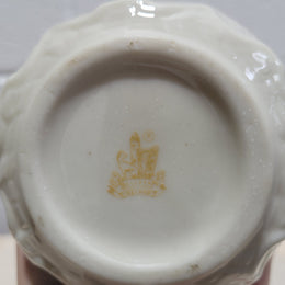 Vintage Belleek Double Handled Fish Vase.  Scalloped shell pattern on base & delicate fish handles. Brown Mark 1980 – 1933.
