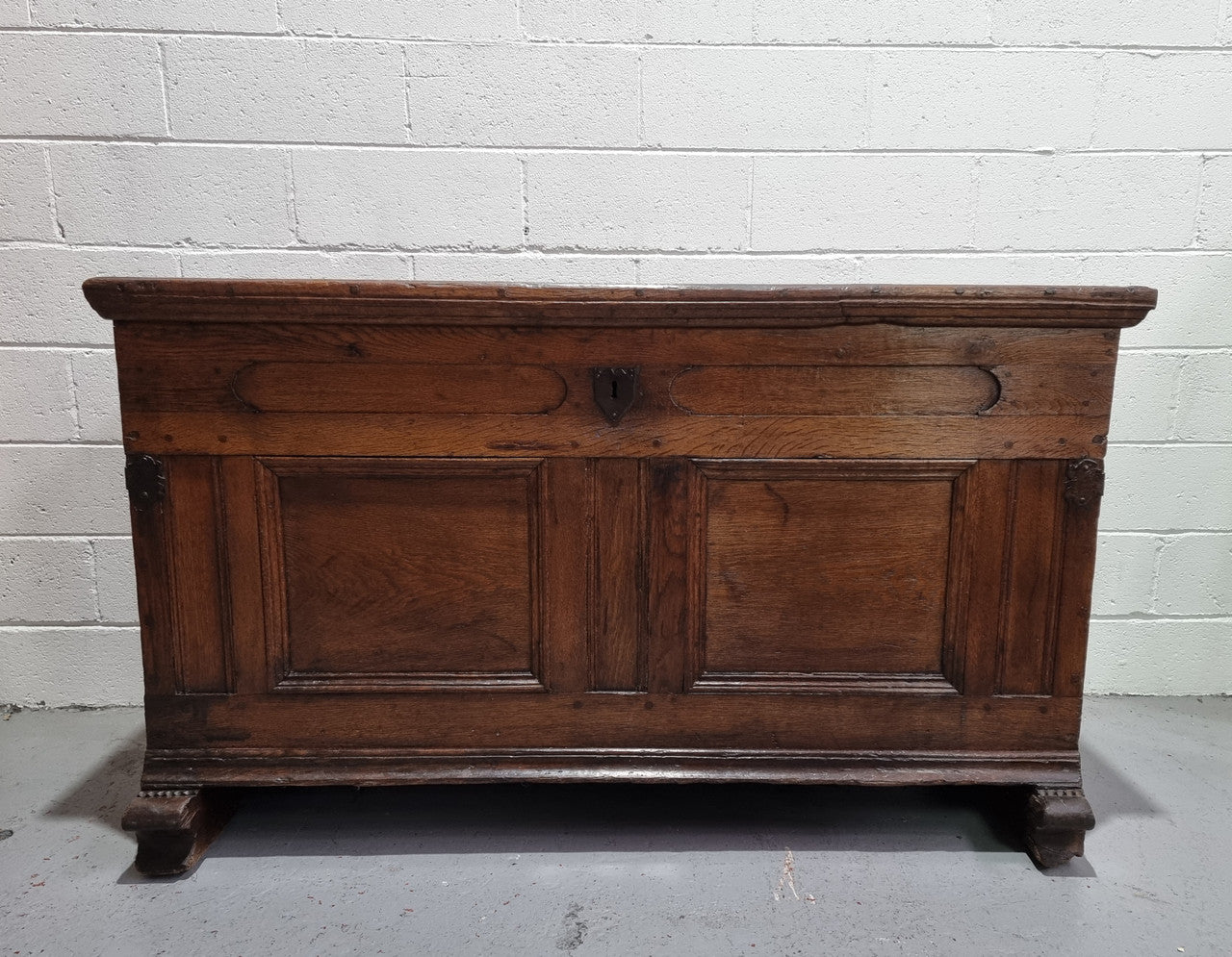 Fabulous early 19th Century French Oak carved coffer/ trunk. It has amazing patina and has a small inside storage section which originally would of been used for candles. It is in in good original condition.