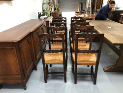 Set of 10 French Fruitwood Rush Seat Dining Chairs | Antique & Vintage | Moonee Ponds Antiques | Australia Wide Delivery