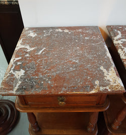 Pair of French Oak Marble Top Bedside Cabinets | Antique & Vintage | Moonee Ponds Antiques | Australia Wide Delivery