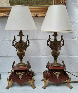 Pair of French Louis XV Style Marble & Gilt Metal Lamps | Antique & Vintage | Moonee Ponds Antiques | Australia Wide Delivery