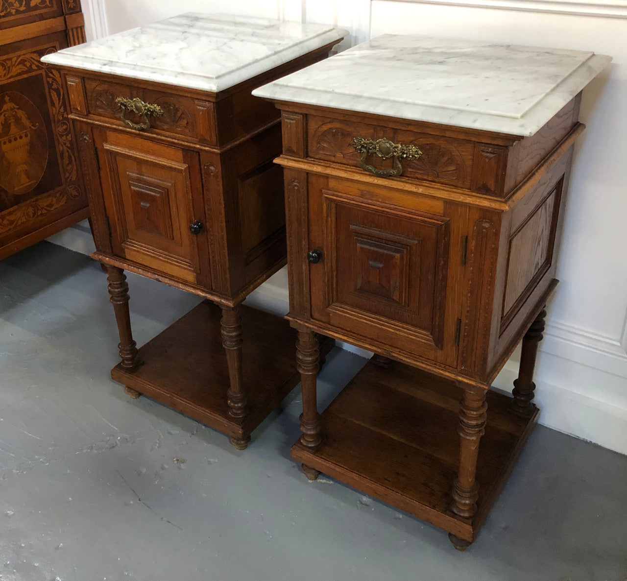 Beautiful Pair of French Arts and Crafts Bedsides