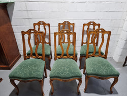 Set of Six French Style Oak Decorative Upholstered Seat Dining Chairs | Antique & Vintage | Moonee Ponds Antiques | Australia Wide Delivery