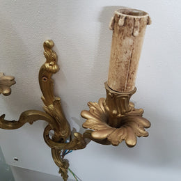 A Pair French Gilt Louis XV Style Wall Lights-Sconces