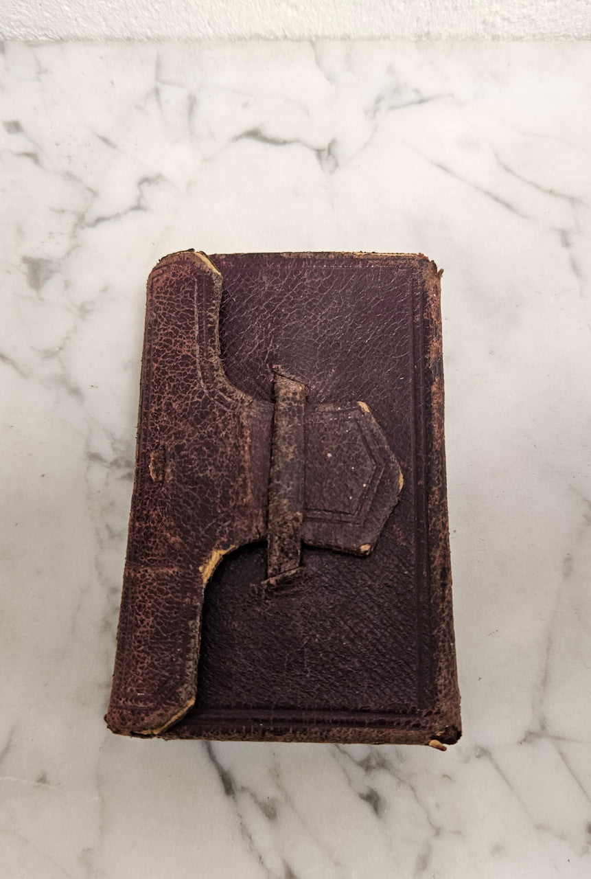 Antique Key of Heaven Leather Bound Small Prayer Book