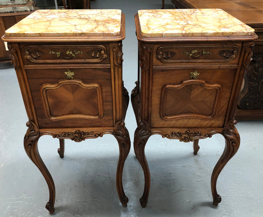 Beautiful Pair Of French Carved Bedside Cabinets