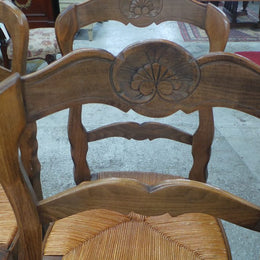 Set of Six Fabulous French Oak Dining Chairs
