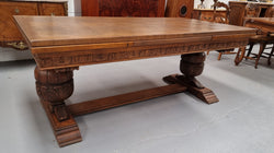 French Oak Renaissance Style Extension Table With Stretcher Base | Antique & Vintage | Moonee Ponds Antiques | Australia Wide Delivery