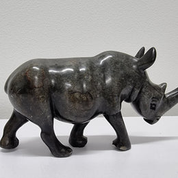 Vintage African Hand Carved Stone Rhino Sculpture