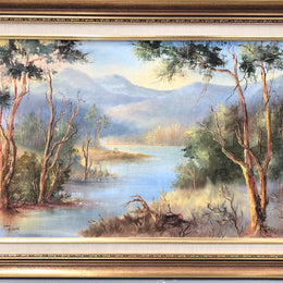Lovely framed oil on board of "Australian bush scene" in good original condition.