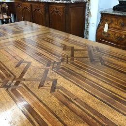 Superb Oak & Walnut 19th Century Parquetry Top Extension Table