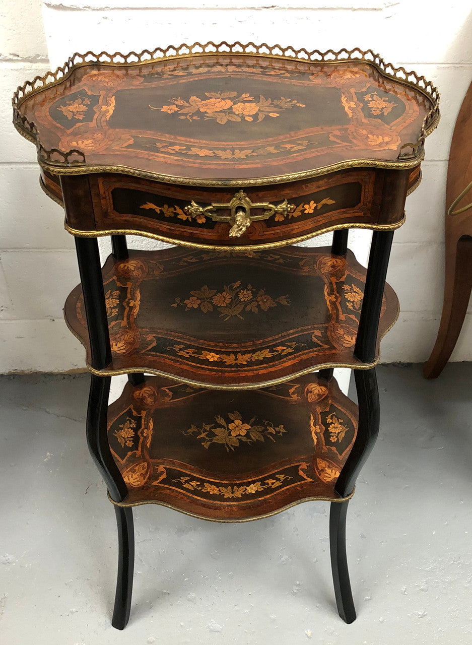 Rare French Inlaid Three Tier Etagere