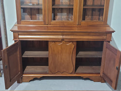 Edwardian Mahogany Bookcase With 3 Glass Display Doors & 3 Shield Cupboards Below | Antique & Vintage | Moonee Ponds Antiques | Australia Wide Delivery