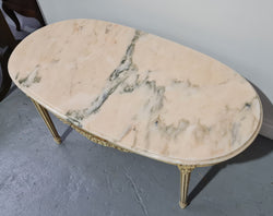 Charming Painted Louis XVI Style Oval Marble Top Coffee Table | Antique & Vintage | Moonee Ponds Antiques | Australia Wide Delivery