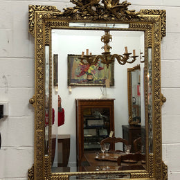 19th Century French Cushion Mirror With Acid Etched Pattern