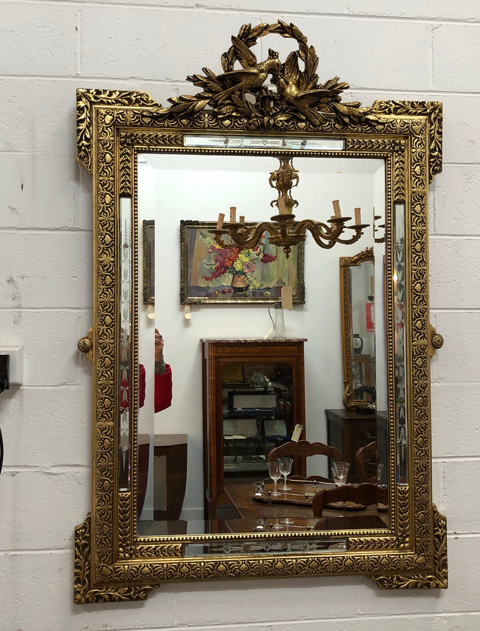 19th Century French Cushion Mirror With Acid Etched Pattern | Antique & Vintage | Moonee Ponds Antiques | Australia Wide Delivery