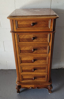 French Louis XV Walnut Single Side Cabinet with Inset Marble Top | Antique & Vintage | Moonee Ponds Antiques | Australia Wide Delivery