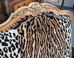 A French Louis XV style Armchair With Leopard Print Upholstery With Matched Footstool | Antique & Vintage | Moonee Ponds Antiques | Australia Wide Delivery