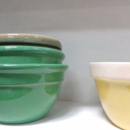 Assorted Vintage Colored Pottery Mixing Bowls