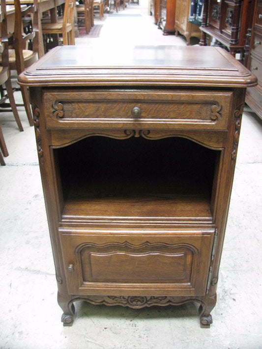French Oak Bedside Cabinet-1