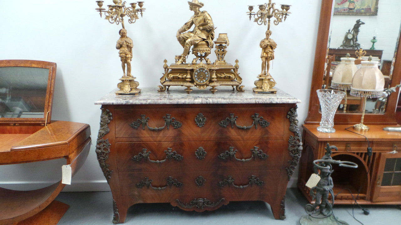 A Grand French Louis XV Style Flame Mahogany Commode | Antique & Vintage | Moonee Ponds Antiques | Australia Wide Delivery