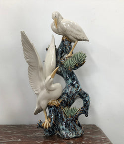 Impressive Chinese Sculpture Of Cranes Standing On Tree | Antique & Vintage | Moonee Ponds Antiques | Australia Wide Delivery