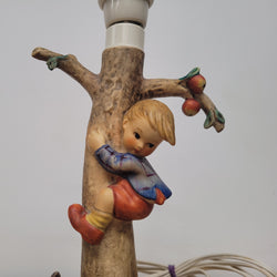 Charming Hummel Lamp Featuring a Young Boy Climbing an Apple Tree with a Dog | Antique & Vintage | Moonee Ponds Antiques | Australia Wide Delivery