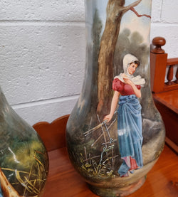 Pair of Victorian Hand Painted Decorative Vases | Antique & Vintage | Moonee Ponds Antiques | Australia Wide Delivery