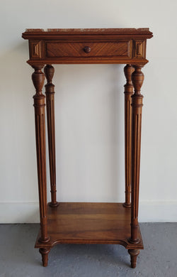 Louis XVI Style Walnut Lamp Table With Drawer & Marble Top | Antique & Vintage | Moonee Ponds Antiques | Australia Wide Delivery