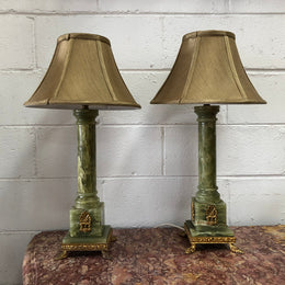 Pair Of French Onyx Lamps With Shades