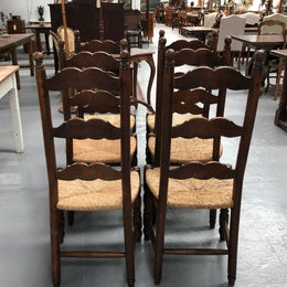 French Set Of Six Ladder Back Rush Seat Chairs