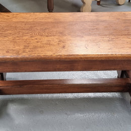 Beautiful French Oak, solid coffee table with a chunky base and in good original detailed condition. Great size for smaller rooms.
