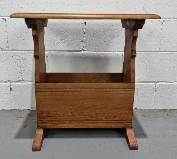 Arts & Crafts style magazine / newspaper rack side table. In very good original detailed condition.