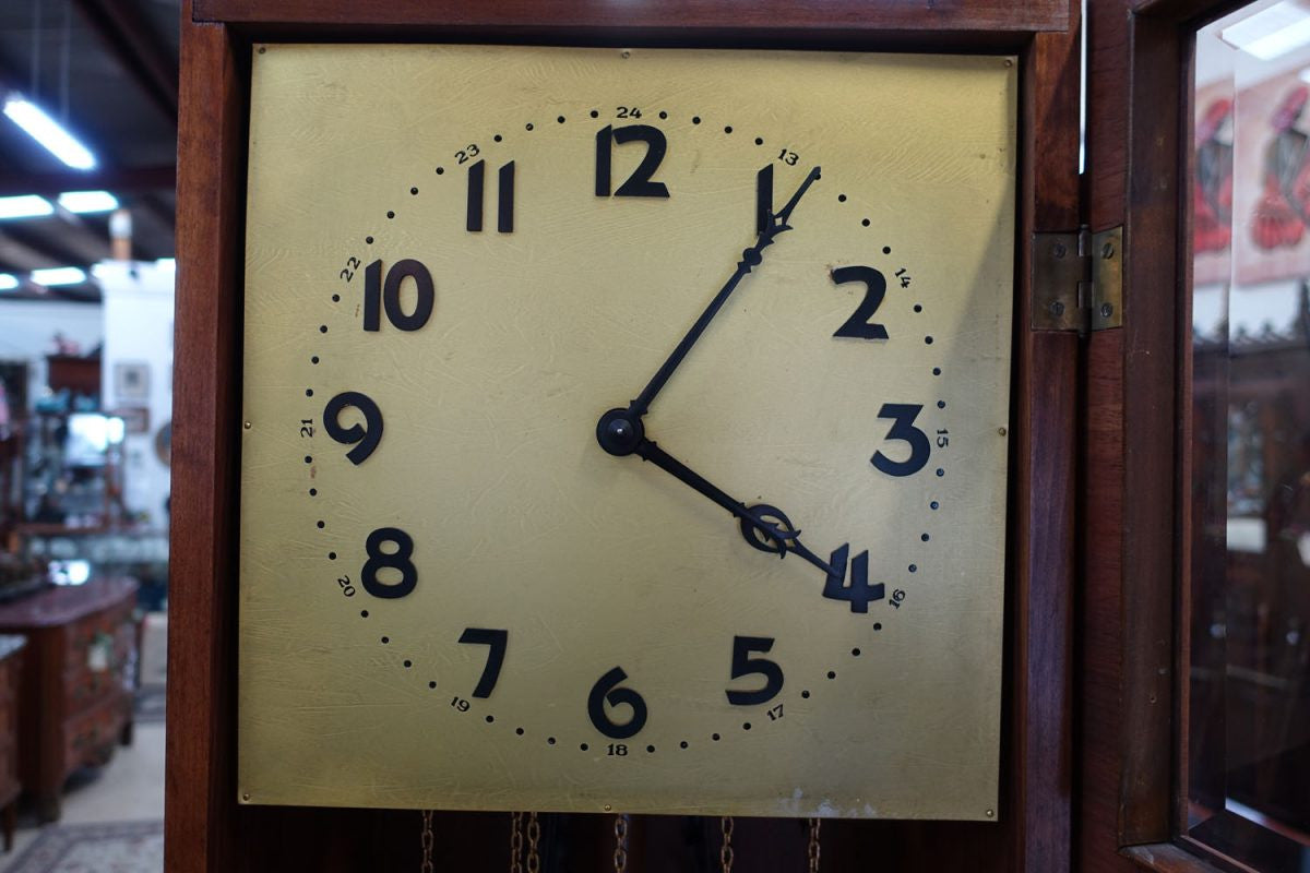 Art Deco Figured Walnut Grandfather Clock | Antique & Vintage | Moonee Ponds Antiques | Australia Wide Delivery