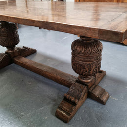 A beautifully carved 19th Century French Oak farmhouse table with a "bulbous base". It is in very good original detailed condition.