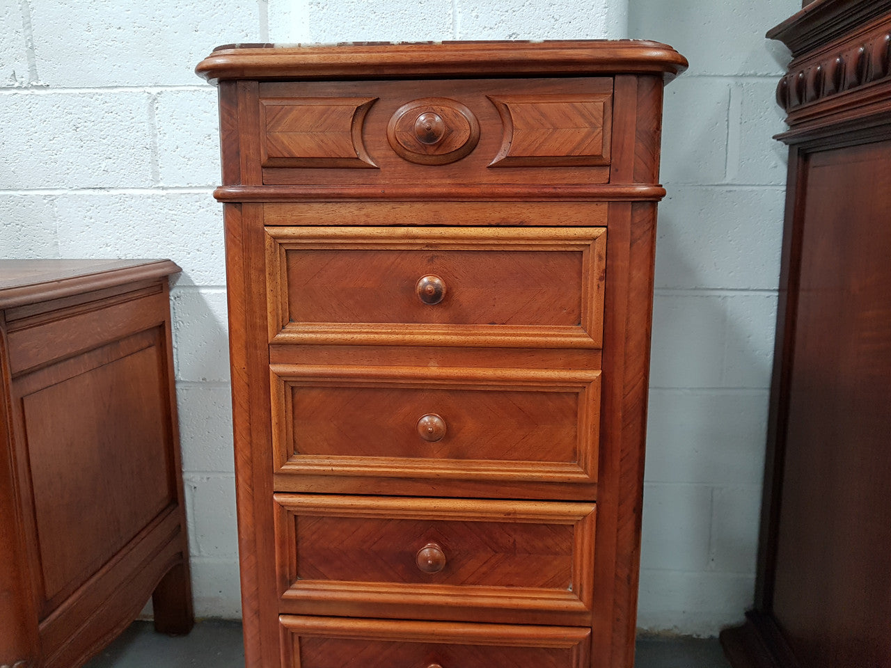 19th Century Louis XV Style French Walnut Drawers With Inset Marble Top | Antique & Vintage | Moonee Ponds Antiques | Australia Wide Delivery